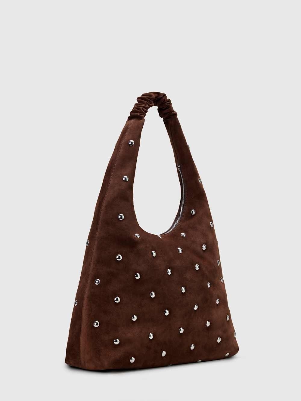 Reformation brown Studded Suede Shoulder Bag - Women - Picture 3 of 4